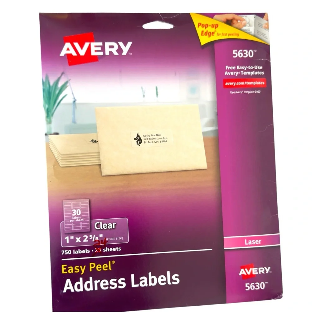 AVERY® 15660 Matte Clear Address Labels Sure Feed™' Technology Laser 1
